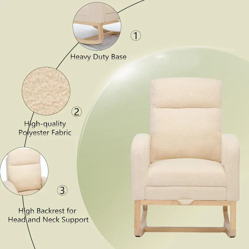 Fauteuil à bascule rembourré moderne de 75 cm de hauteur avec dossier haut – Sanzelize Design