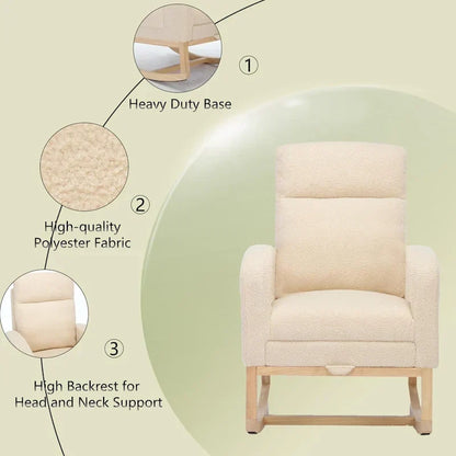 Fauteuil à bascule rembourré moderne de 75 cm de hauteur avec dossier haut – Sanzelize Design