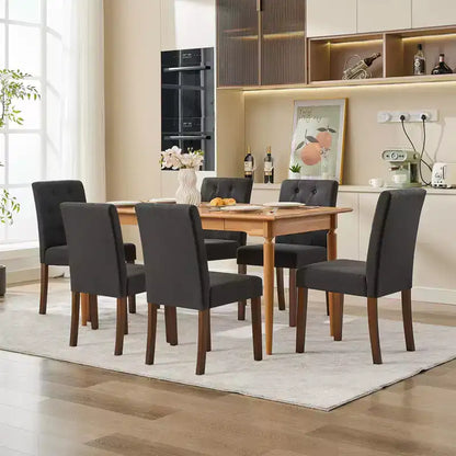 Lot de 6 / 4 chaises de salle à manger Parsons capitonnées - Chaises de cuisine en tissu rembourrées avec pieds en bois – Sanzelize Design