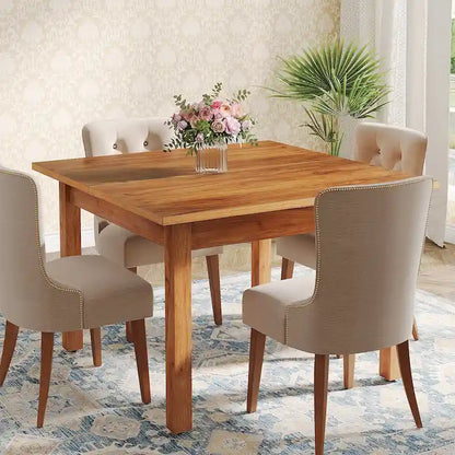 Table à manger carrée de 100 cm pour 2-4 personnes avec pieds en bois massif pour salon et salle à manger – Sanzelize Design