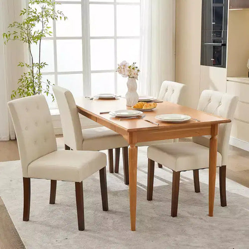 Lot de 6 / 4 chaises de salle à manger Parsons capitonnées - Chaises de cuisine en tissu rembourrées avec pieds en bois – Sanzelize Design