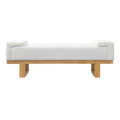 Banc rembourré Paulina moderne en bois d'hévéa et tissu bouclé – Sanzelize Design