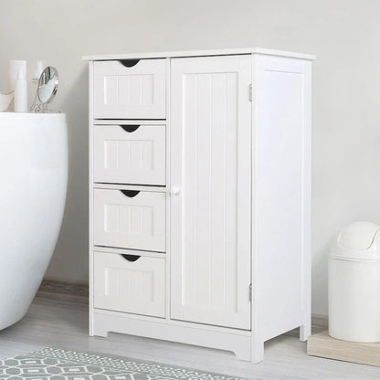 Meuble de Rangement Salle de Bain sur Pied avec 4 Tiroirs – Sanzelize Design