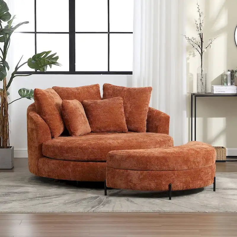 Fauteuil Moderne Rond Avec 5 Coussins Et Pouf Optionnel – Sanzelize Design