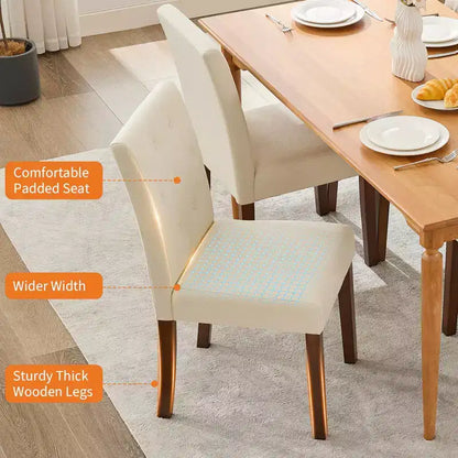 Lot de 6 / 4 chaises de salle à manger Parsons capitonnées - Chaises de cuisine en tissu rembourrées avec pieds en bois – Sanzelize Design