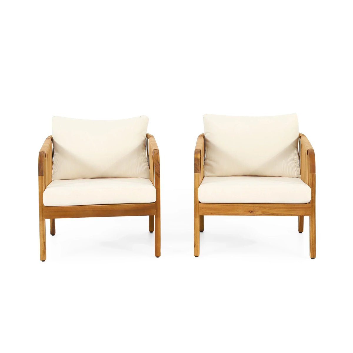 Ensemble de fauteuils de club en bois d'acacia et osier Jabe d'extérieur – Sanzelize Design