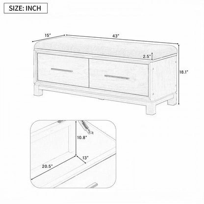 Banc à chaussures avec coussin amovible et rangement dissimulé pour l'entrée et le salon – Sanzelize Design