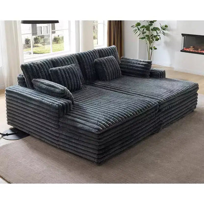Canapé double méridienne 236 cm pour deux, canapé nuage avec assise profonde, coussins lombaires et accoudoirs larges – Sanzelize Design