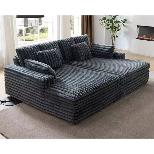 Canapé double méridienne 236 cm pour deux, canapé nuage avec assise profonde, coussins lombaires et accoudoirs larges – Sanzelize Design