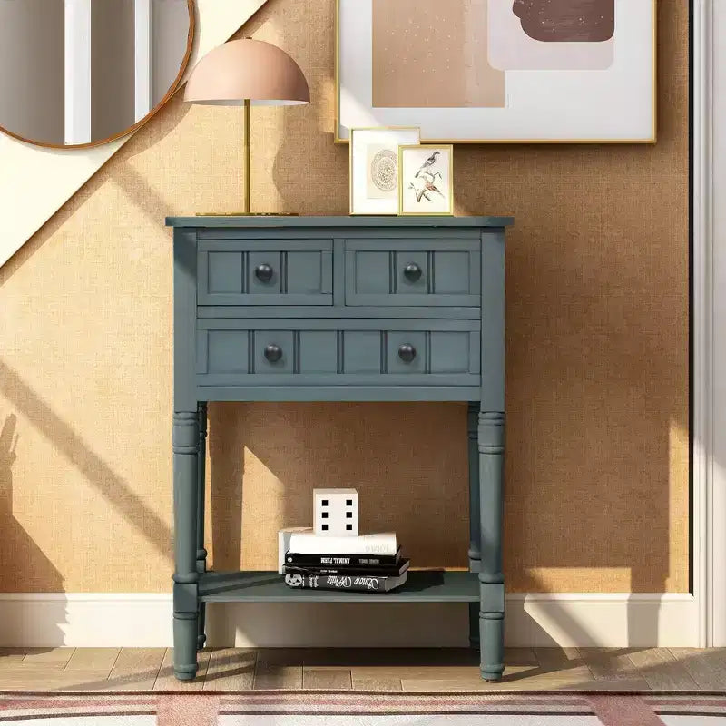 Console étroite de 60 cm avec 3 tiroirs et étagère, table d'appoint pour petite entrée ou salon – Sanzelize Design