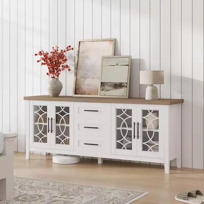 Meuble TV avec tiroirs de rangement, Meuble TV, Table console TV pour salon/chambre à coucher, Armoire de rangement – Sanzelize Design