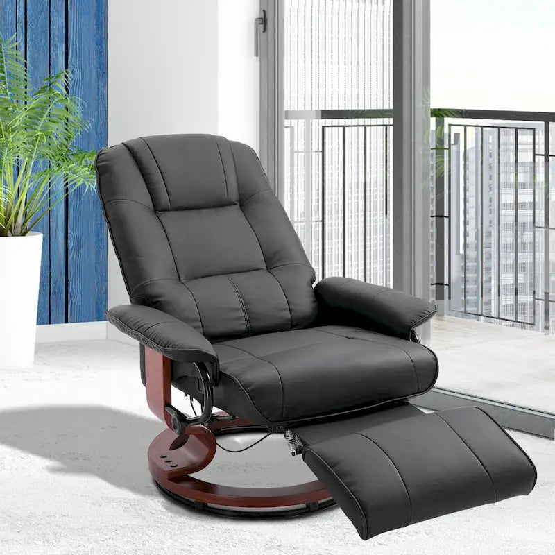 Fauteuil inclinable manuel pivotant en similicuir avec repose-pieds confortable et relaxant – Sanzelize Design