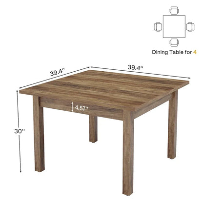Table à manger carrée de 100 cm pour 2-4 personnes avec pieds en bois massif pour salon et salle à manger – Sanzelize Design