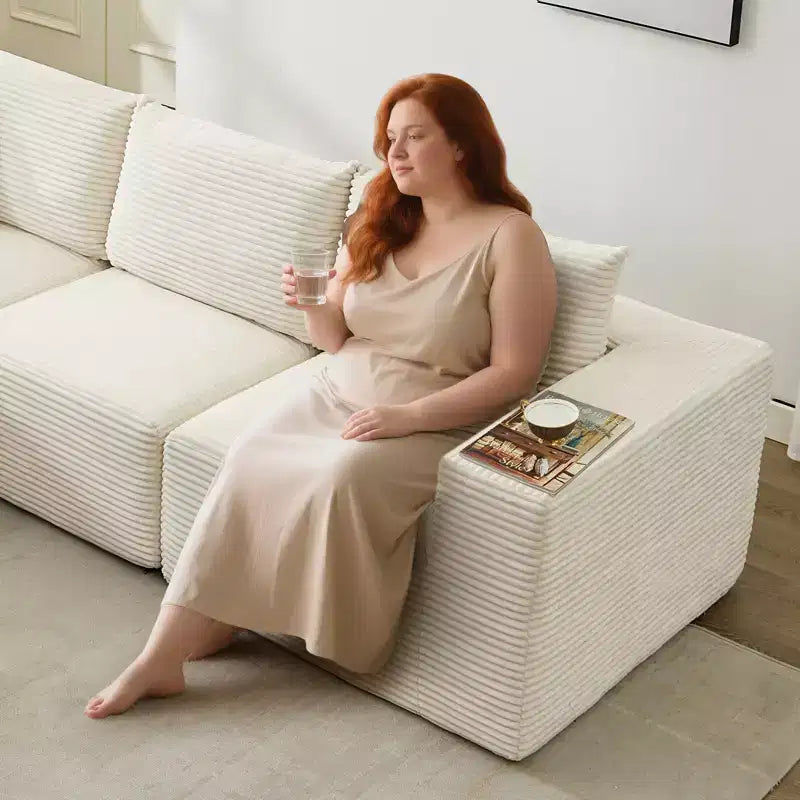 Canapé moderne 274 cm, canapé 3 places rembourré en forme de L avec oreillers, canapé à assise profonde – Sanzelize Design