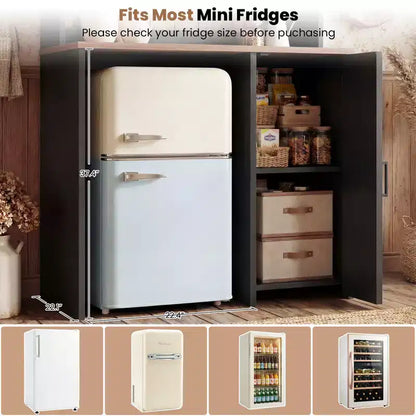 Meuble de cuisine avec espace mini-réfrigérateur, meuble de bar à café avec étagère de rangement – Sanzelize Design